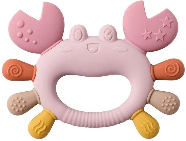 Binchi Outdoor Product Silikon Baby Beißring mit Holzring, BPA-frei, Mehrfarbig - Bild 1