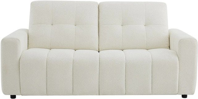 Vente-unique Schlafsofa Isistia in Beige mit Chenillestoff und Armlehnen, Breite: 202 cm - Bild 1