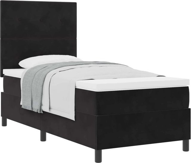 vidaXL Boxspringbett mit Matratze und Taschenfederkern in Schwarz, B/T/H: 100 x 200 x 28 cm - Bild 1