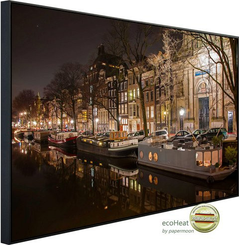 papermoon Infrarotheizung EcoHeat Nacht in Amsterdam mit Matt-Effekt in Bunt, App-Steuerung und Überhitzungsschutz - Bild 1