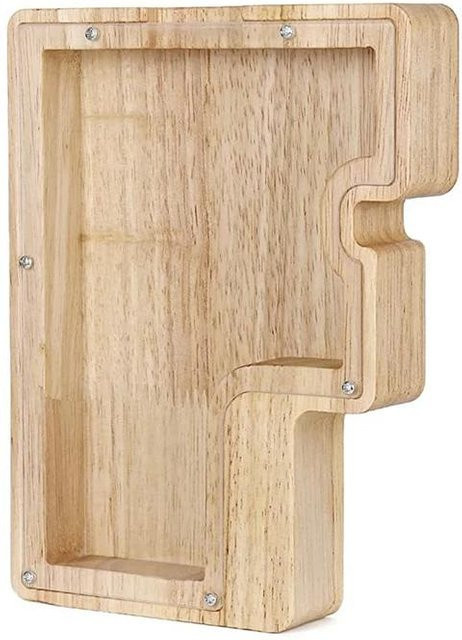 Holz Spardose Englisches Alphabet in Beige als Desktop Ornament für Kinder und Erwachsene, B/T/H: 18,0 x 3,0 x 20,0 cm - Bild 1