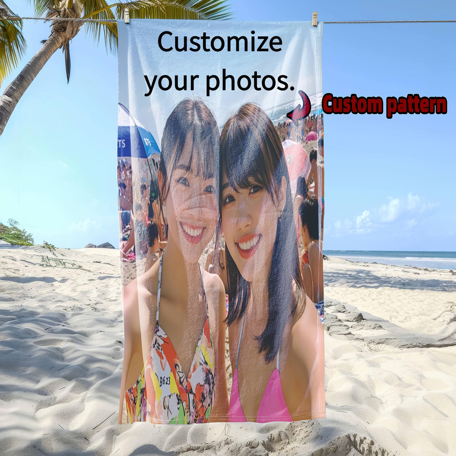 Personalisiertes Mikrofaser-Strandtuch mit individuellem Foto-Druck von JMG Household Supplies, schnelltrocknend, Breite: 40 cm, Länge: 70 cm - Bild 2