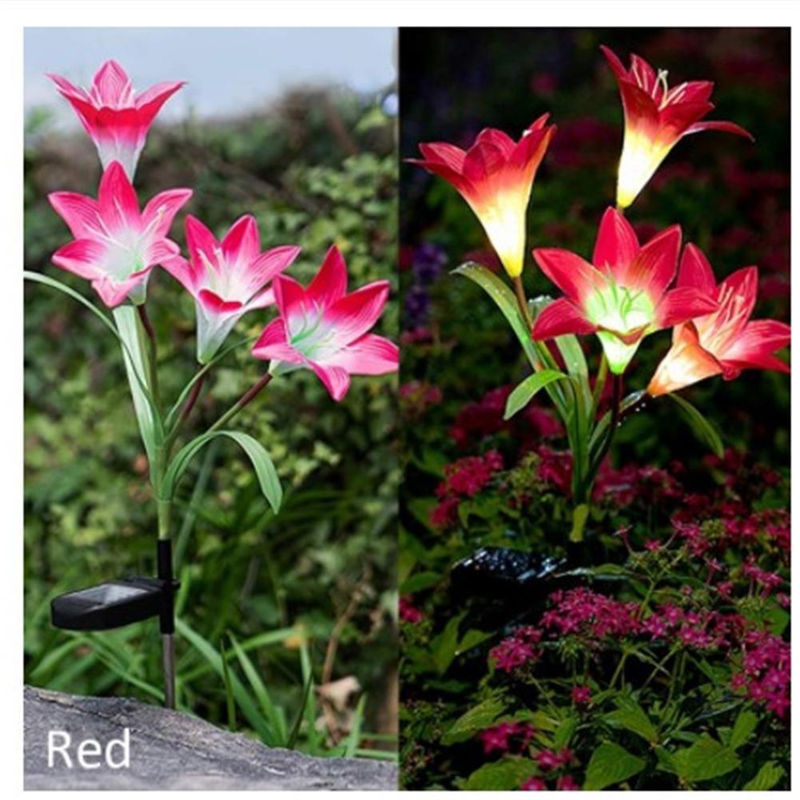 Solar Lily Bodenleuchte von yuyongzhi in Violett, wasserdichte Solar-Gartenleuchten in Blumenform - Bild 10