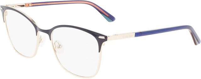 Calvin Klein CK21124 Korrektionsbrille, Halbrand, Browline, Unisex, Blue Gold/White - Bild 1