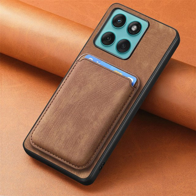 MagSafe Lederhülle für Motorola Edge 50 Pro Ultra mit magnetischem Kartenfach in Braun - Bild 1