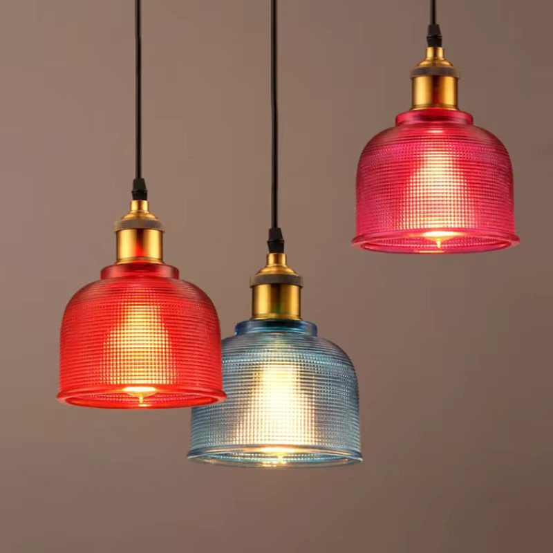 Lava Ball Buntglas-Pendelleuchte im Vintage-Stil mit E27-Fassung, Mehrfarbig, Gold/Messing - Bild 3