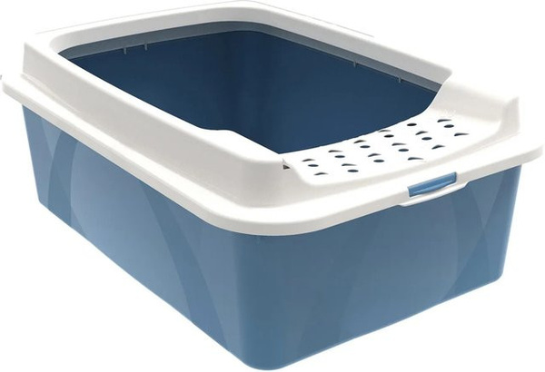 Rotho MyPet Eco Bonnie Katzenklo mit Top-Eingang, blau/weiss