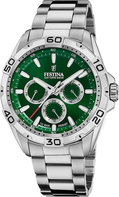 Festina Armbanduhr, Quarz, Edelstahl, Grün, 45 mm, Herren - Bild 1