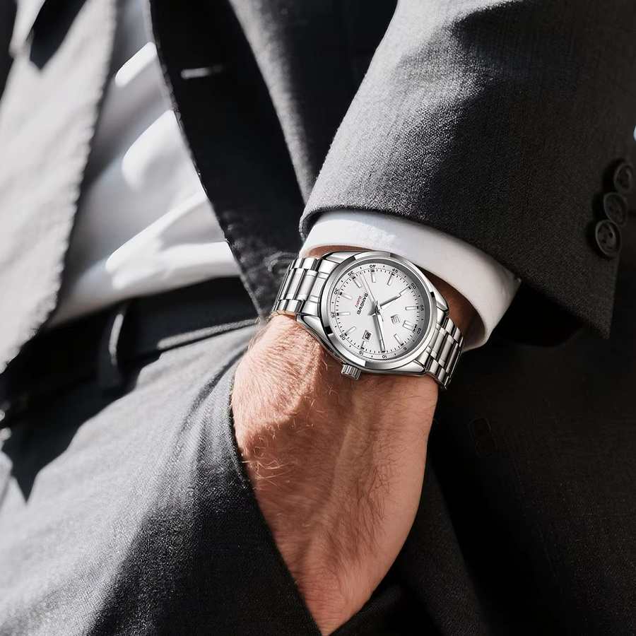 BANGWEI Armbanduhr, Quarz, Edelstahl, Silber, Herren - Bild 4