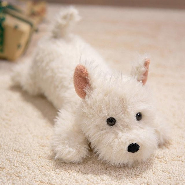 Kidsly Schnauzer Hunde Plüschpuppe, Stofftiere, 45cm, Weiß - Bild 1
