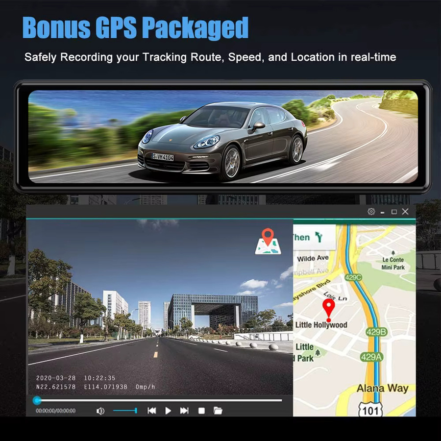 MYOLSD 4K Dash Cam mit GPS und WIFI, Dual Objektiv Auto Dashcam mit Rückfahrfunktion, Schwarz - Bild 5