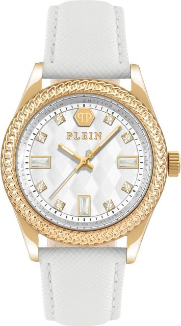 Philipp Plein Damenuhr, Quarz, Edelstahl, Leder, 38 mm, Silber, 5 ATM - Bild 1