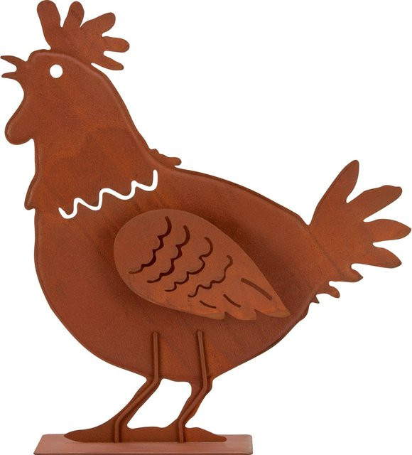 Gartenfigur Henne aus Eisen in Rostrot, H x B x T: 33 x 30,5 x 10 cm - Bild 1