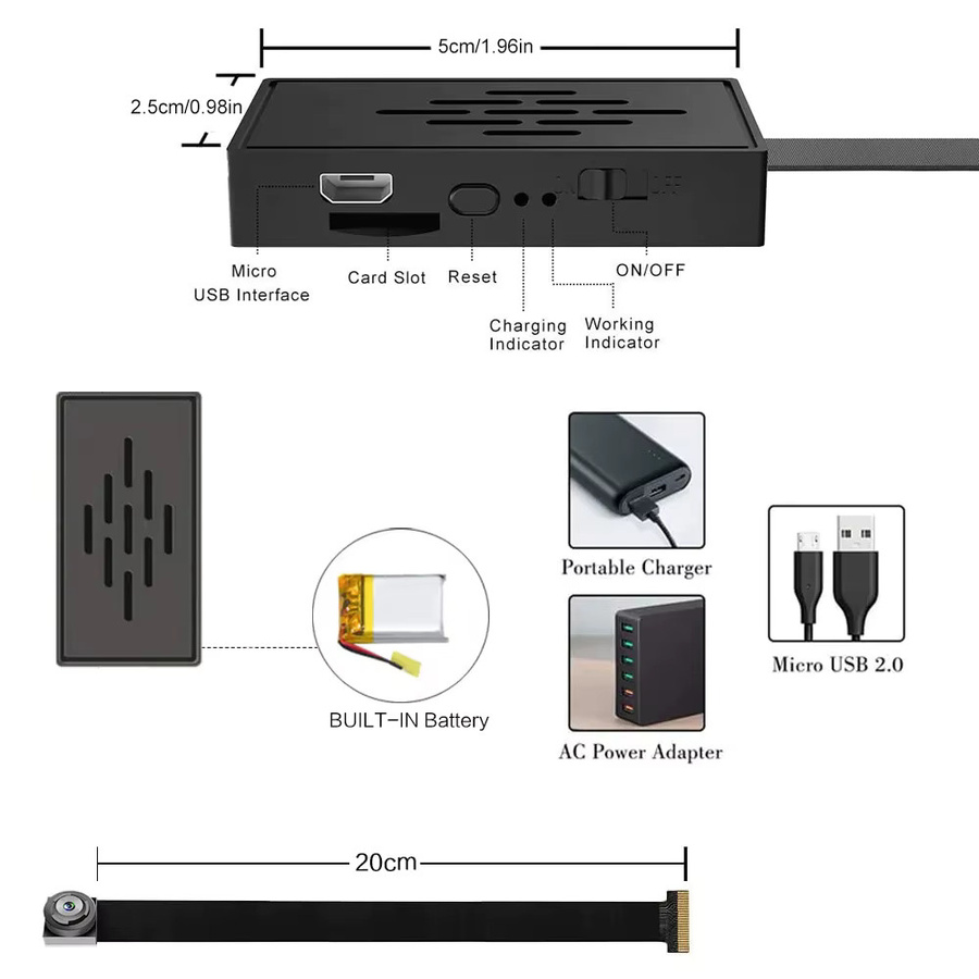 Virwir Mini WiFi Kamera HD 1080P Tragbares DIY Modul mit Bewegungserkennung und Remote View in Schwarz - Bild 5