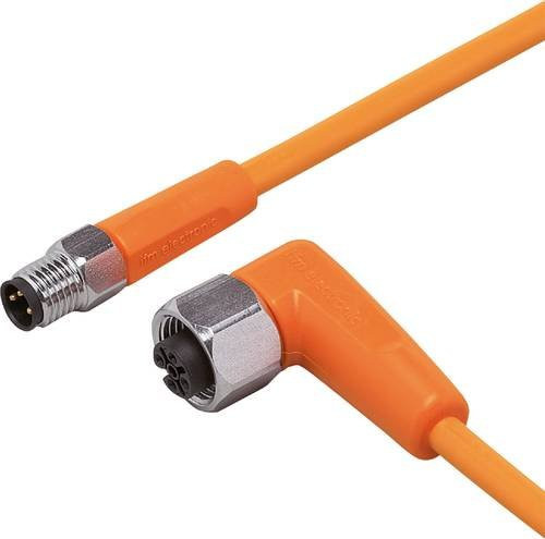 ifm electronic Verbindungsleitung EVT265, Stecker gerade und Buchse gewinkelt, Polzahl 3 oder 5, orange, Länge: 0,3 m - Bild 1