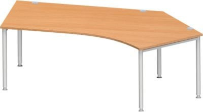 Schäfer Shop Genius Winkelschreibtisch MODENA FLEX 135 Grad mit Ansatz rechts in Buche und Weißaluminium - Bild 1