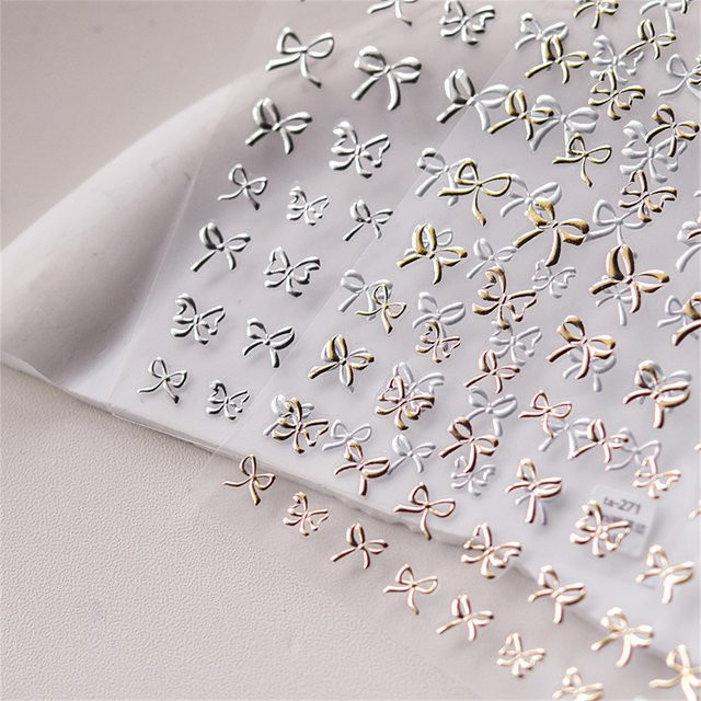 NAILFYOU Nail Art Charms Bogen Aufkleber, Gold Silber, Metallic - Bild 1