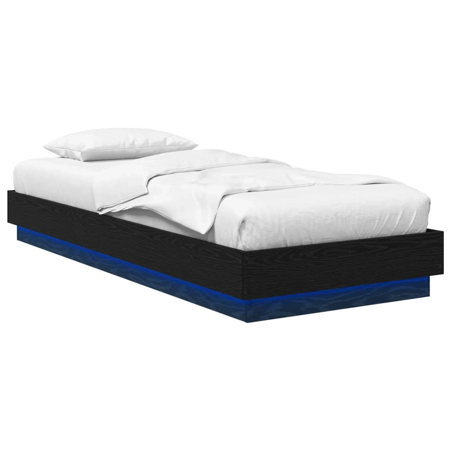 vidaXL Bettgestell mit LED in Schwarzer Eiche aus Holzwerkstoff, B/T/H: 80 x 200 cm - Bild 2