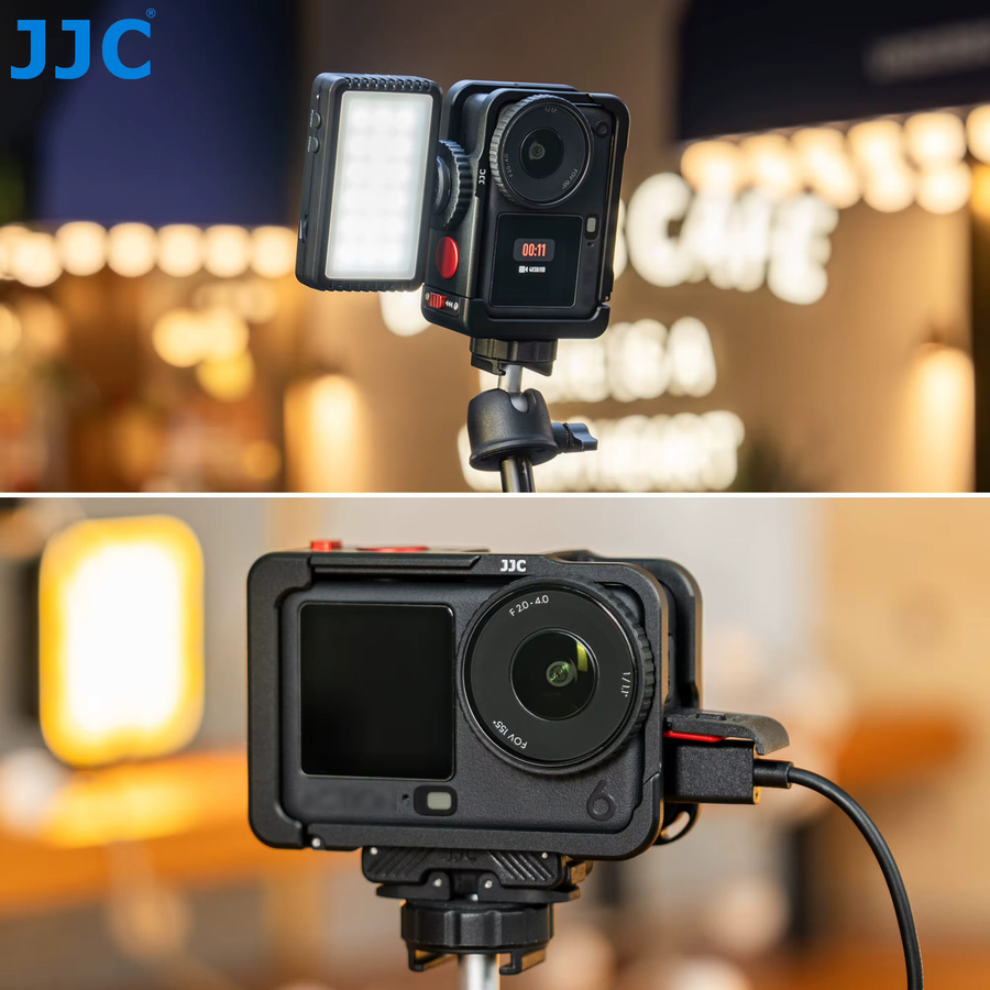 JJC Metallkäfig für DJI Osmo Action 6 in Schwarz aus Aluminiumlegierung mit Kaltschuh-Objektivdeckel - Bild 3