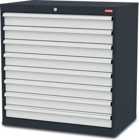 STIER Schubladenschrank aus Stahl mit 8 Schubladen, Anthrazit, B/T/H: 90,0 x 57,5 x 92,0 cm - Bild 1