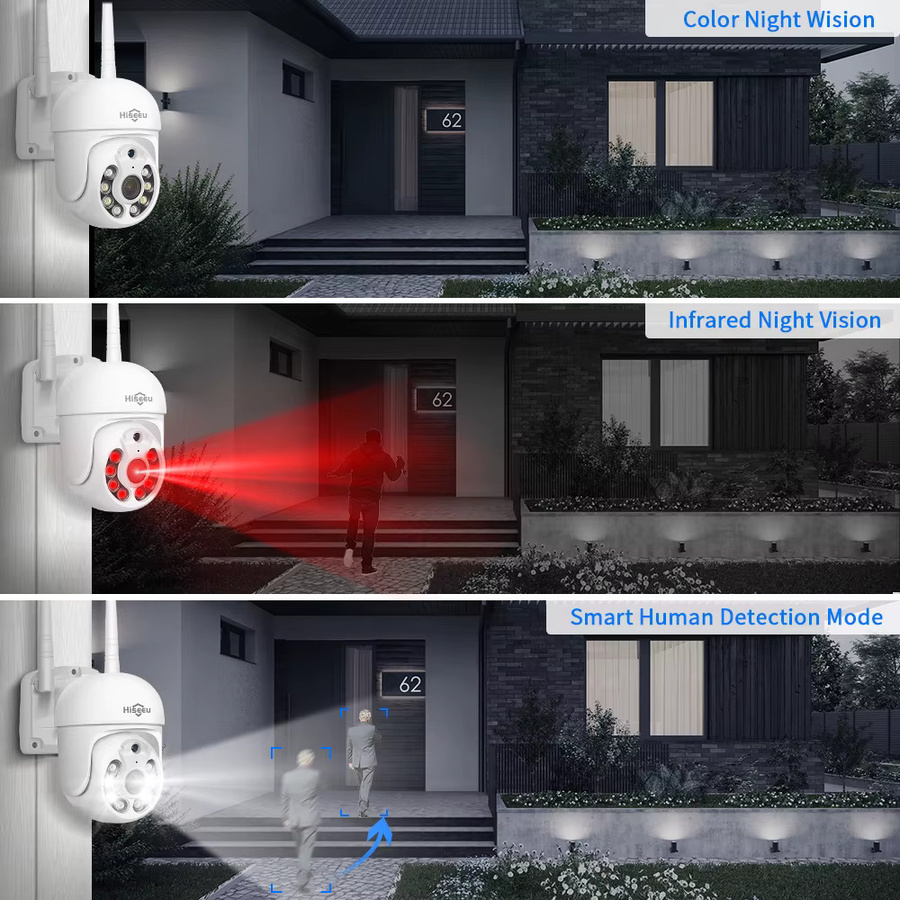 Hiseeu WLAN Überwachungskamera Set mit 10.1 Zoll Monitor, 3/5MP IP-Kameras Outdoor, wasserdicht, Farbe: Weiß - Bild 2