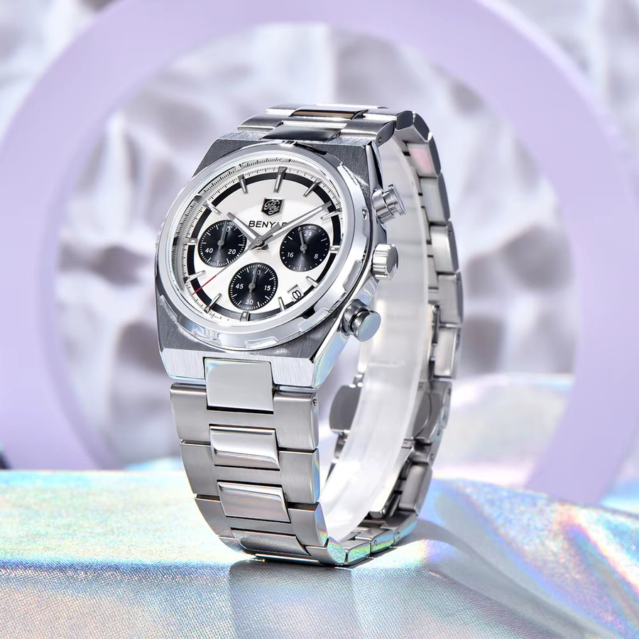 BENYAR Chronograph, Armbanduhr Quarz, Edelstahl, Blau, Herren - Bild 3
