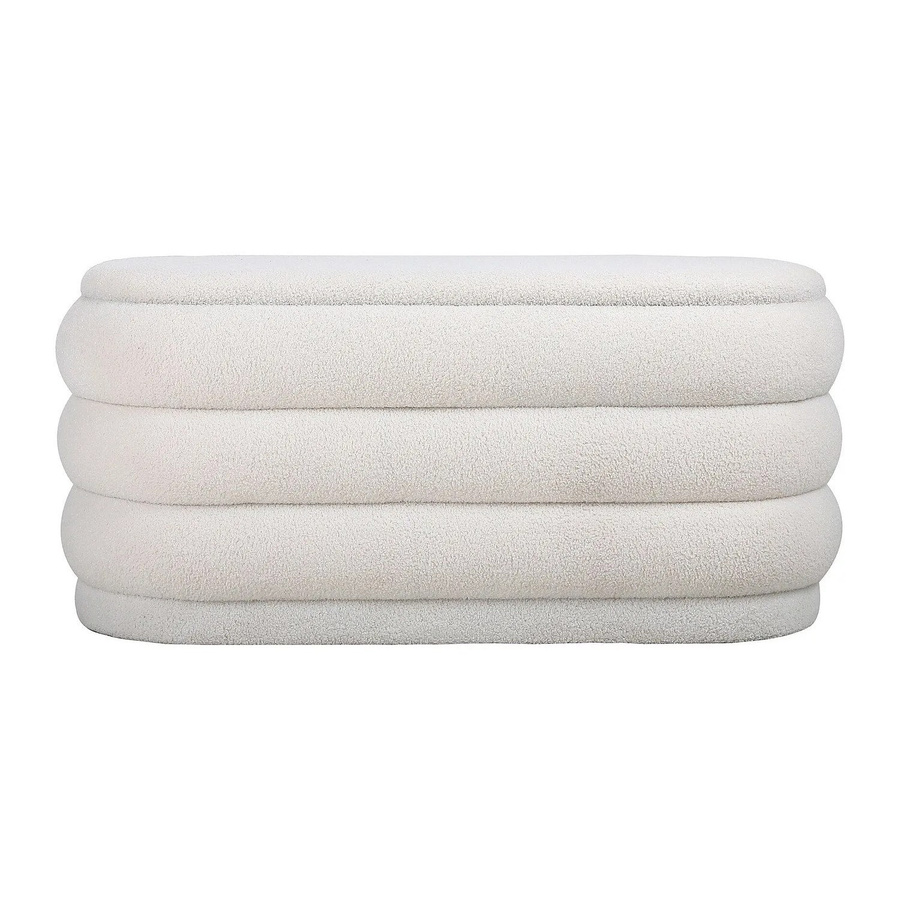 Vente-unique Sitzbank Ecambi in Weiß mit Bouclé-Bezug und Holzgestell aus Kiefer und Pappel, Breite: 112 cm - Bild 1