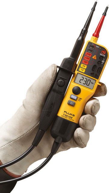 Fluke T150/VDE Zweipoliger Spannungsprüfer CAT III 690 V, CAT IV 600 V mit LED, LCD, Akustik und Vibration in Schwarz-Gelb - Bild 2