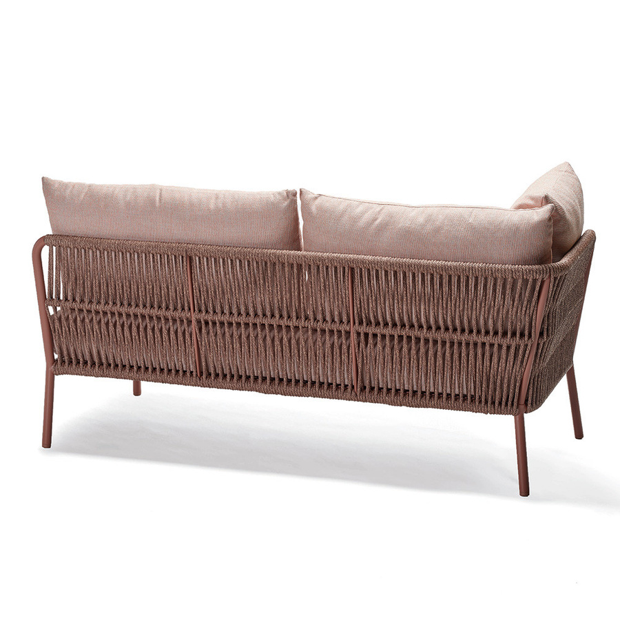 Stern Element Romy Lounge 2-Sitzer aus Aluminium mit Terra Kordel und Kissenset in Lychee - Bild 1
