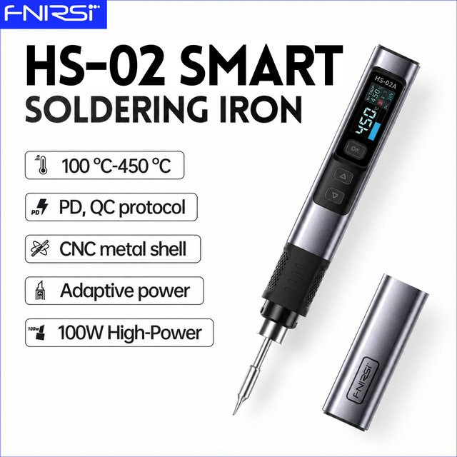 FNIRSI HS-02 Digitaler Lötkolben Tragbares Heizwerkzeug mit 100W Leistung und einstellbarer Temperatur von 100-450 ℃ - Bild 1