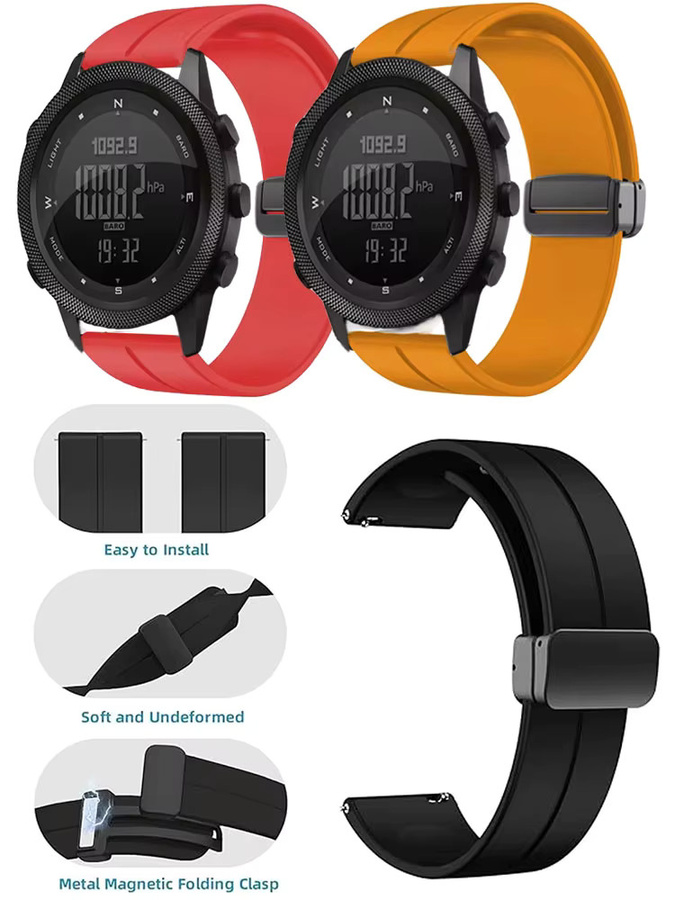 NORTH EDGE Uhrenarmband Silikon, 22 mm, Schwarz - Bild 5
