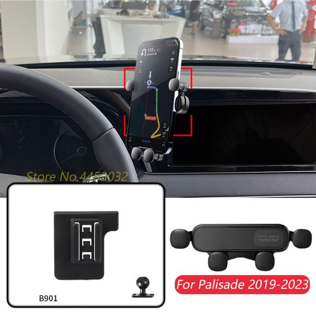 Handyhalterung für Hyundai Palisade 2019-2023 zur Lüftung mit Schwerkraft-Mechanismus für GPS-Navigation, Schwarz - Bild 1