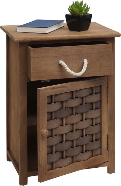 MCW Kommode K83 aus Paulownia Holz und Polyrattan in Braun, B/T/H: 55 x 39,5 x 28,5 cm - Bild 1