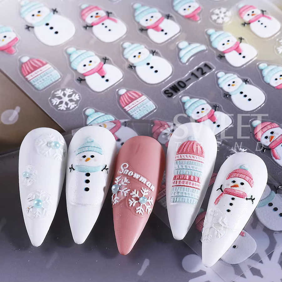 SWEET TREND Nagelaufkleber Weihnachten, 3 Stück, Schneemann Santa Claus Pinguin Bär - Bild 2