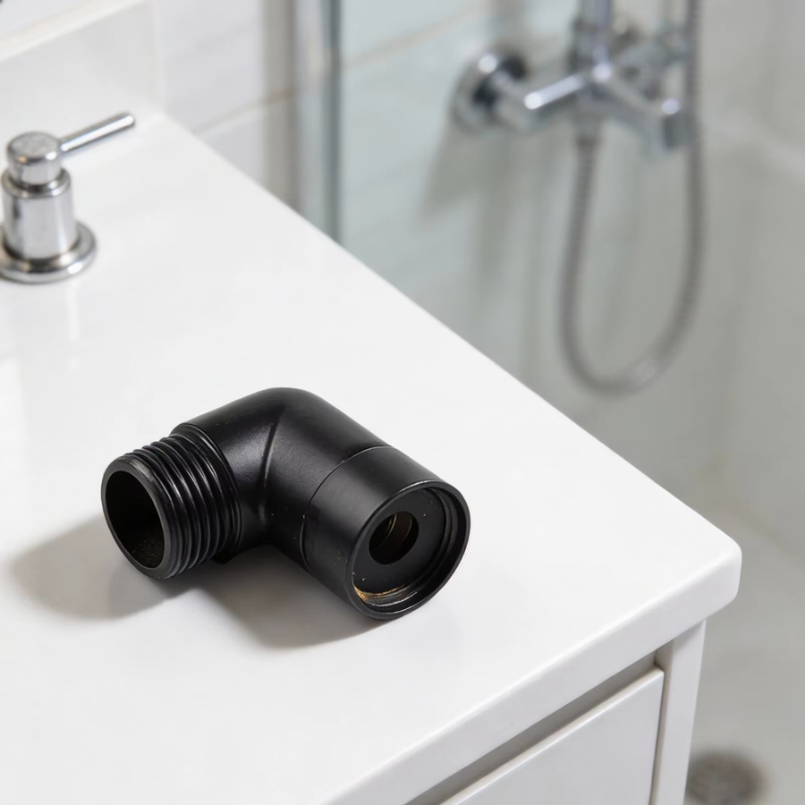 VIBRATITE Handbrause-Top-Spray-Winkelstück in Schwarz mit G1/2 Innengewinde und Außengewinde für dein Badezimmer - Bild 3