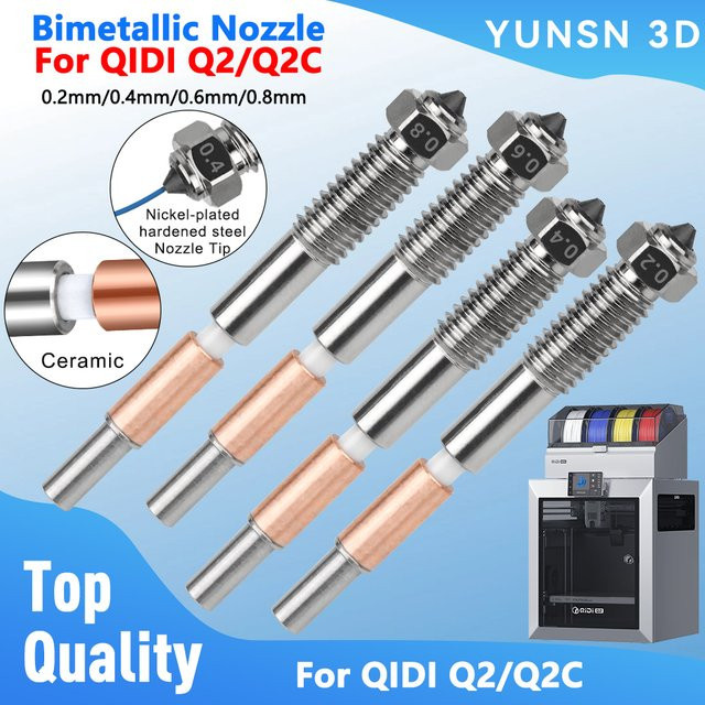 QIDI Q2/Q2C Bimetall Hotend Düse mit Keramikisolierung für FDM 3D Drucker in Silber - Bild 1