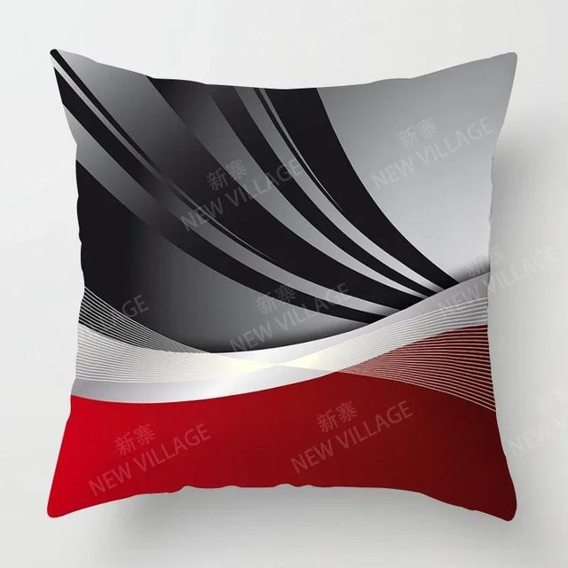 Moderner Kissenbezug Bb mit abstraktem geometrischem Design in Rot und Schwarz, B/T: 55 x 55 cm - Bild 1