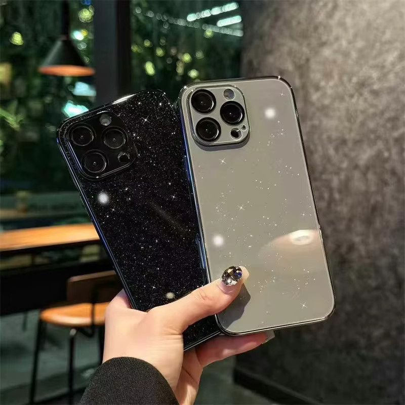 MUQGEW Glitzer Handyhülle aus Glas für iPhone 16, 15, 14, 13 und Pro Max mit Kameraschutz und stoßfestem Gehäuse in Grün - Bild 2