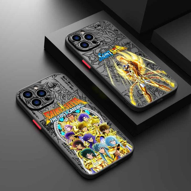 Saint Seiya Anime Handyhülle aus mattiertem Silikon für iPhone 17 16 15 14 13 12 Pro Max Plus Mini Transparent Multicolour - Bild 1