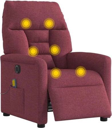 vidaXL Elektrischer Massagesessel in Weinrot mit Stoffbezug und Armlehnen, B/T/H: 90 x 72 x 110 cm