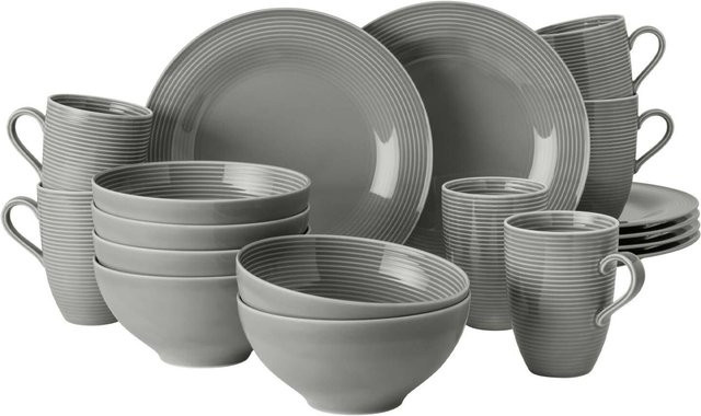 Seltmann Weiden Frühstücks-Set Beat Color Glaze aus Porzellan in Grau, 18er Set - Bild 1