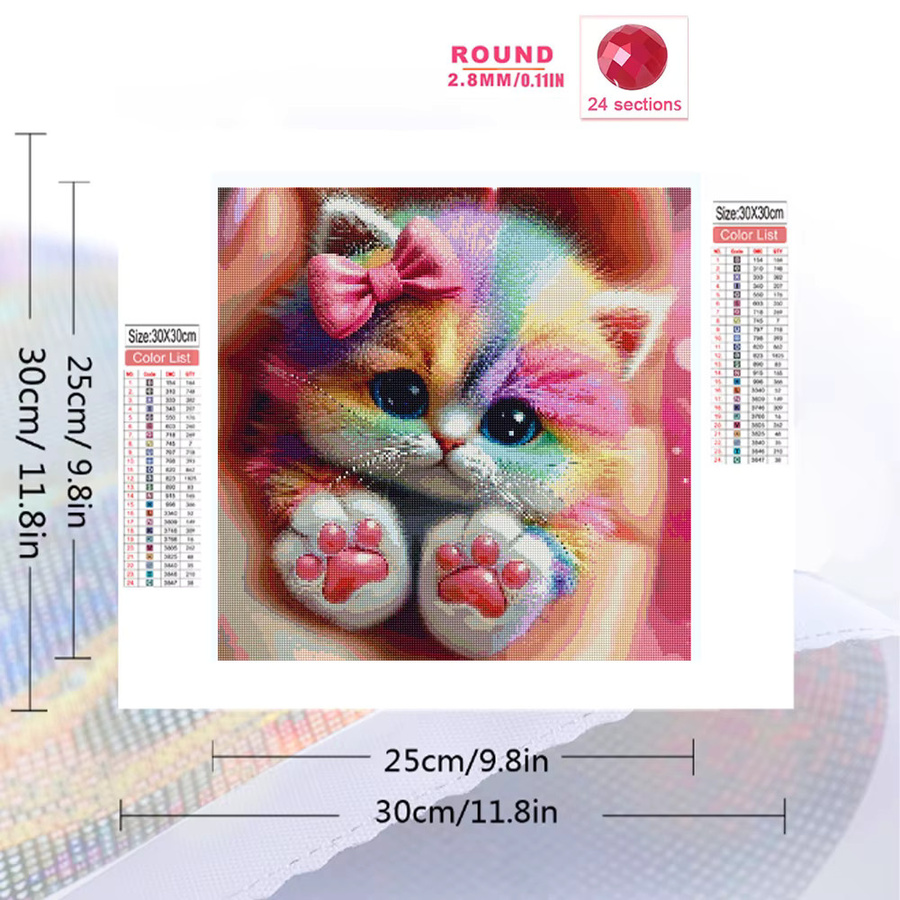 EverShine Diamant-Mosaik Set Katze in Multicolour als Strass-Stickerei für Kinder und Anfänger, B/H: 20 x 20 cm - Bild 2