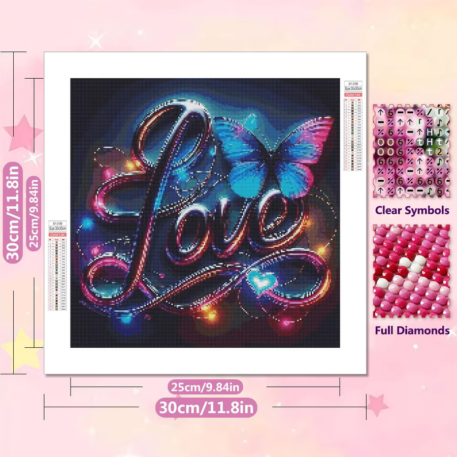 EverShine Diamant-Stickerei DIY Mosaik-Set mit Schmetterling und Liebe in Multicolour, Kunst-Malerei-Set für Erwachsene, B/H: 20 x 20 cm - Bild 2