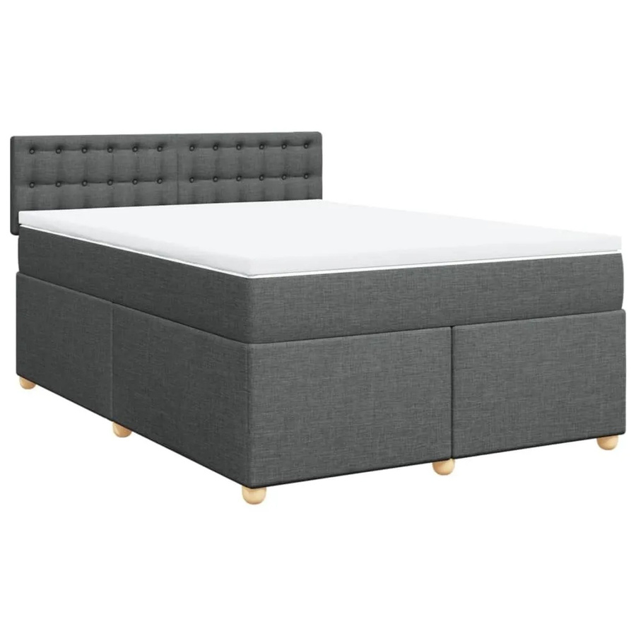 vidaXL Boxspringbett mit Matratze Dunkelgrau B/T/H: 140 x 200 x 100,5 cm mit USB-Anschluss und Unterbettbeleuchtung - Bild 2