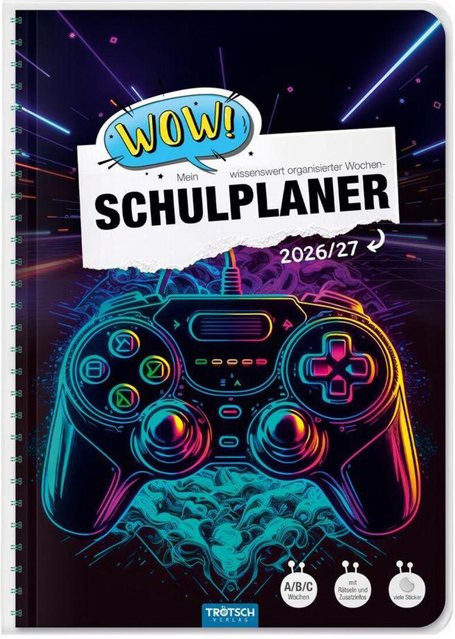 TRÖTSCH Schulplaner WOW Gaming 26/27 Buchkalender mit Spiralbindung und Softcover in Multicolour - Bild 1