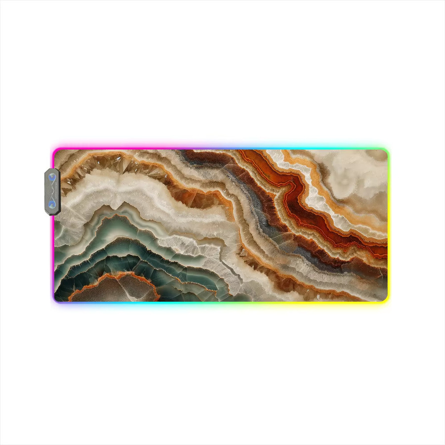 Potdemiel RGB Gaming-Mauspad XXL mit LED-Hintergrundbeleuchtung und Micro-USB Anschluss im Mineralstein Geode Achat Design, Multicolour - Bild 5