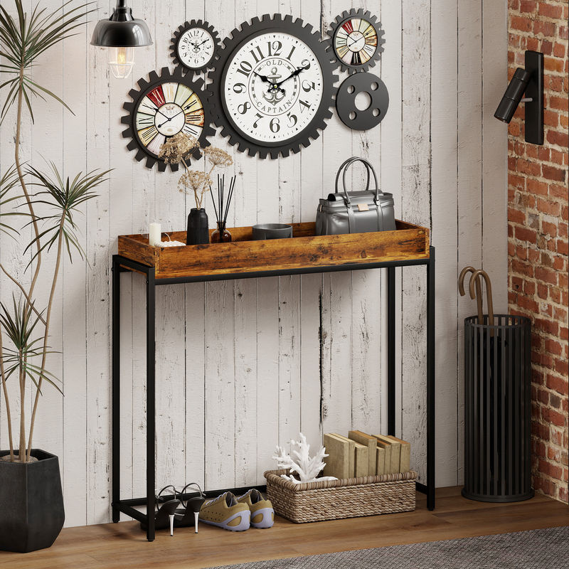 HOMCOM Konsolentisch Rustikal Braun mit Metallrahmen, B/T/H: 100 x 30 x 91 cm - Bild 2