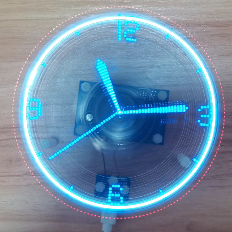 Goni Rotierende LED-Uhr mit Digitalanzeige und Temperaturdisplay in Blau aus Kunststoff - Bild 4