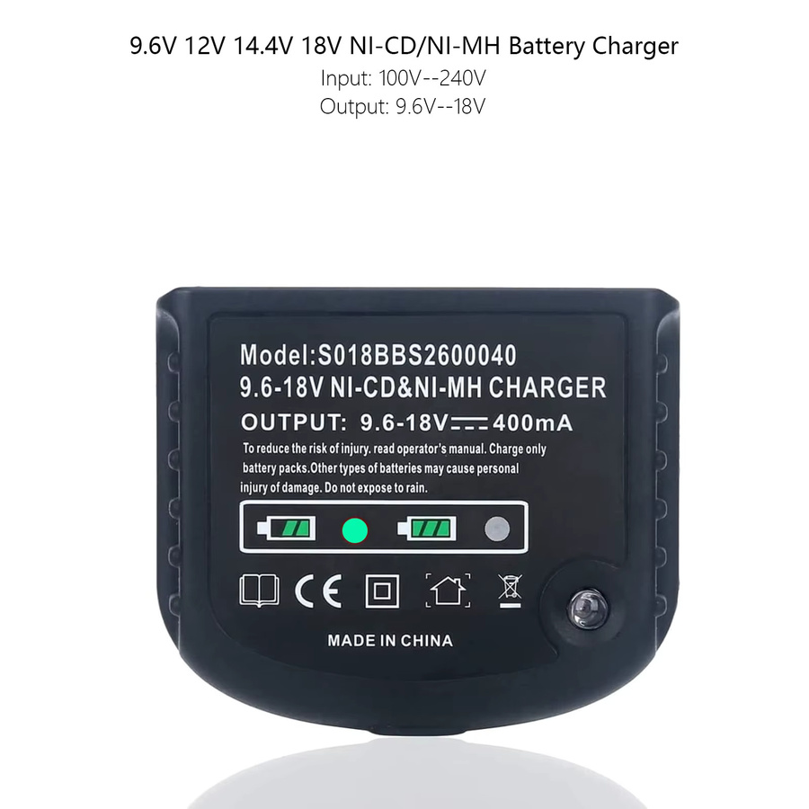 Black and Decker Akku Ladegerät für Ni-Mh und Ni-CD Akkus 9,6 V - 18 V kompatibel mit HPB18-OPE, HPB18, HPB14, HPB12, BD18PS, BD18PSK, BD518TBF, BDC418K-2 und BDCS1800 - Bild 2