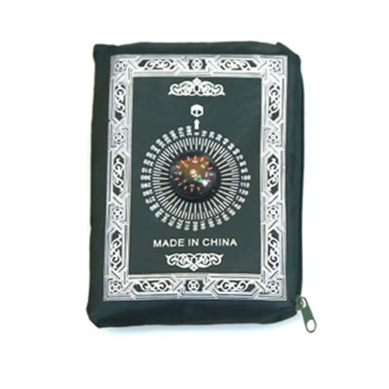 Tragbarer wasserdichter Gebetsteppich mit Kompass in Schwarz im Vintage-Oriental-Design - Bild 2